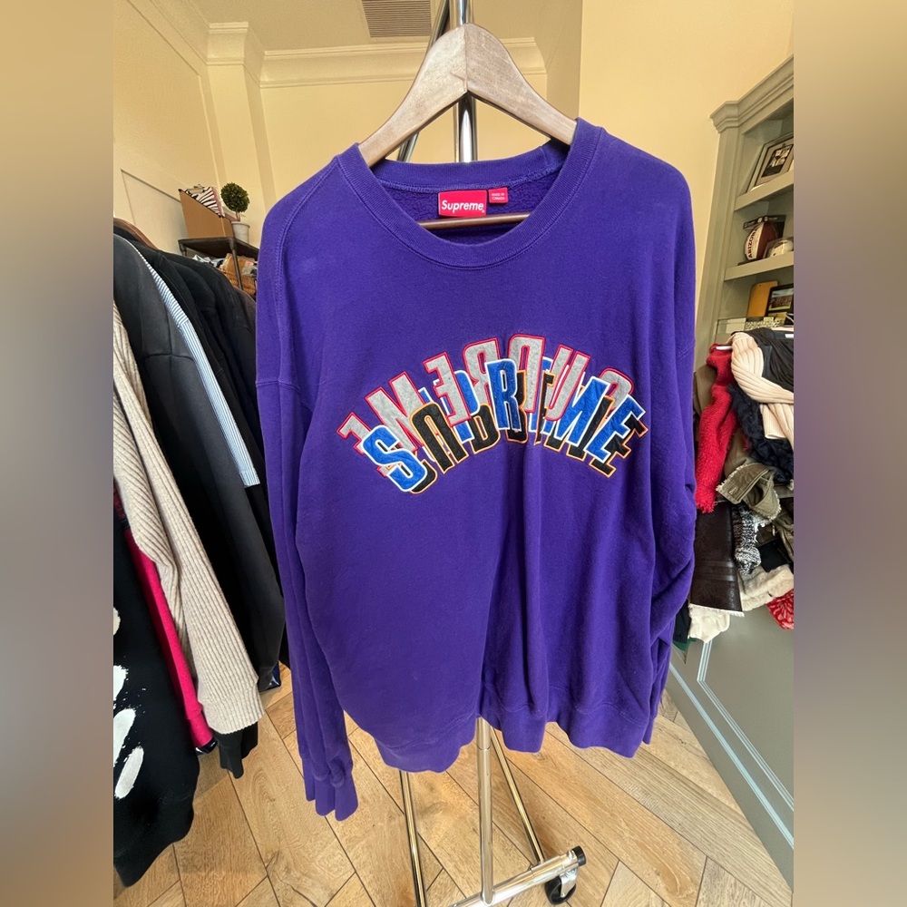 Supreme Purple Vintage Crew Neck Sweater L/XL